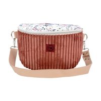 Torebka-Nerka Sztruksowa Brudny Róż z motywem Kwiatów – handmade