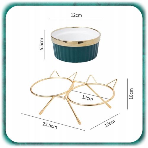 ZESTAW 2SZT MISKA DLA KOTA PSA PODWÓJNA CERAMICZNA NA STOJAKU Miski 2x300ml na Arena.pl