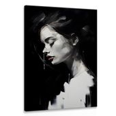 Obraz Canvas Czarno-Biały Kobiecy PORTRET Czerwone Usta 60cm x 90cm