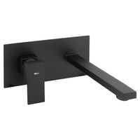 Bateria umywalkowa łazienkowa ścienna kran kwadrat czarna - Yoka