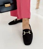 Czarne welurowe mokasyny z cyrkoniami Fabrizia 37