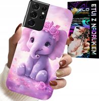 ETUI DO SAMSUNG GALAXY S21 Ultra - SŁODKI SŁONIK NA RÓŻOWYM TLE CASE +FOLIA