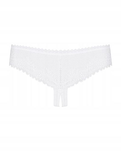 Stringi damskie otwarte bielizna erotyczna Obsessive Alabastra z dziurką na Arena.pl