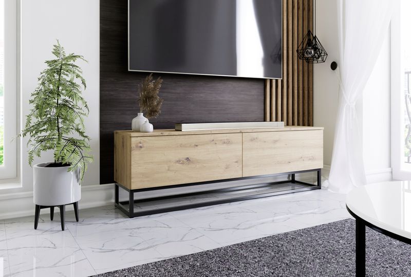 Nowoczesna szafka loftowa RTV 150cm dąb artisan zdjęcie 4