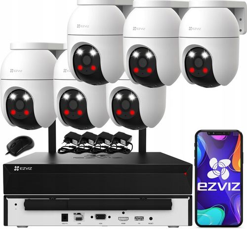 Monitoringu WiFi Zestaw EZVIZ 6 Kamer Zewnętrznych 5MP C8c 3K + Rejestrator na Arena.pl