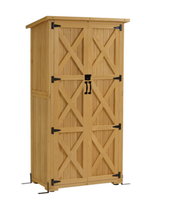 Drewniana szafka na narzędzia do ogrodu domek schowek