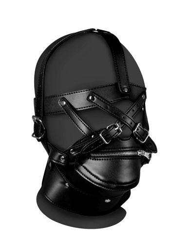Head Harness with Zip up Mouth and Lock   Black na Arena.pl