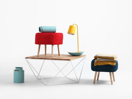 Stół kawowy DARYL SOLID WOOD 80 - dąb, biały na Arena.pl