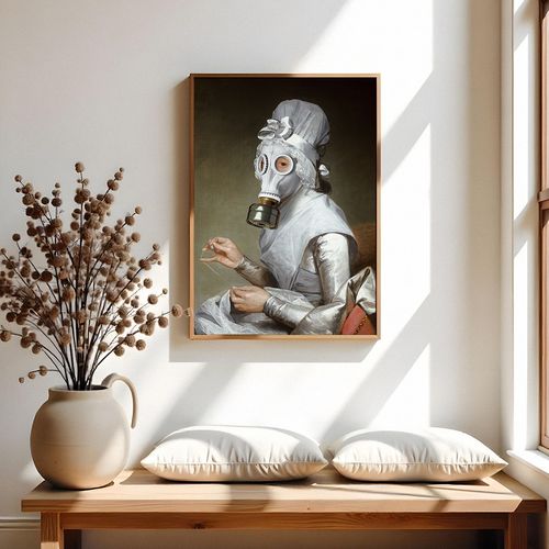 Plakat portret biała maska gazowa 21x29,7 cm A4 na Arena.pl