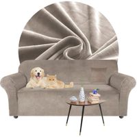 POKROWIEC NA KANAPĘ SOFĘ NAROŻNIK ELASTYCZNY WELUR AKSAMIT 145-185 BEŻOWY