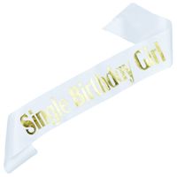 Biała szarfa Single Birthday Girl