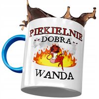 Kubek Błękitny Dla Wandy Żony Koleżanki Na Prezent Z Nadrukiem Ze Zdjęciem
