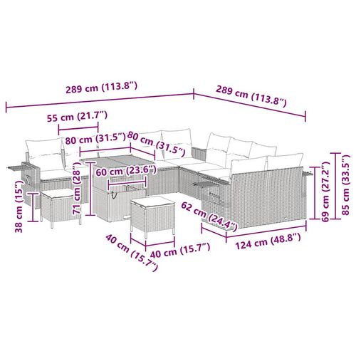 Zestaw Sof na Ogród 13 pcs Beżowy polirattan na Arena.pl
