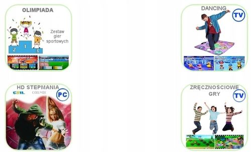 MATA MUZYCZNA PODWÓJNA TAŃCZENIA HDMI BEZPRZEWODOWA DLA DZIECI 32BIT 6W1 TV na Arena.pl