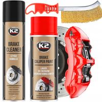 K2 ZESTAW LAKIER FARBA DO MALOWANIA ZACISKÓW HAMULCOWYCH SPRAY CZERWONY