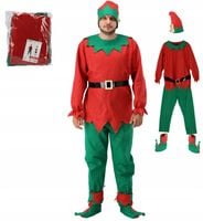 STRÓJ ELFA 5-CZĘŚCIOWY MĘSKI CZAPKA BUTY ŚWIĄTECZNY KOMPLET PRZEBRANIE