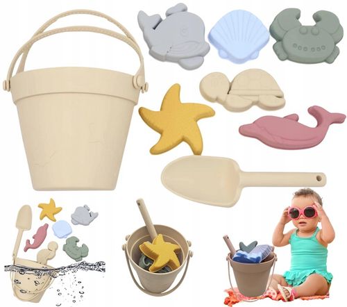 SILIKONOWE ZABAWKI DO PIASKU MIĘKKIE DO WODY NA PLAŻĘ WIADERKO FOREMKI na Arena.pl