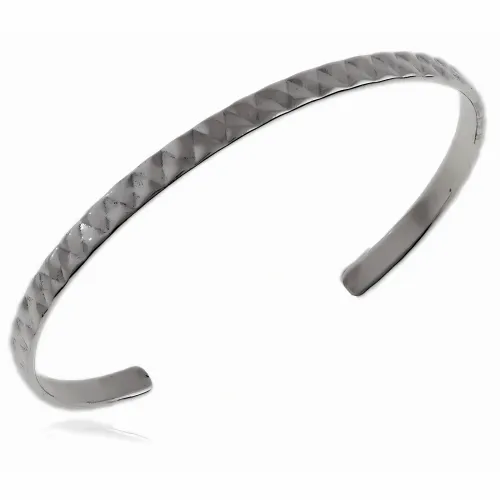 ELEGANCKA OWALNA SREBRNA SZTYWNA OTWARTA BRANSOLETA 4MM WYCISKANY WZOREK na Arena.pl