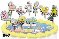 TOPPERY NA TORT OZDOBNE DEKORACJA ZESTAW - SPONGEBOB BAJKA 10szt.