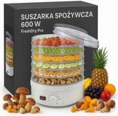 SUSZARKA SPOŻYWCZA DO GRZYBÓW OWOCÓW WARZYW REGULACJA 5 POZIOMÓW 600W