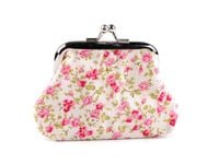 Mała portmonetka tekstylna kwiaty różowe