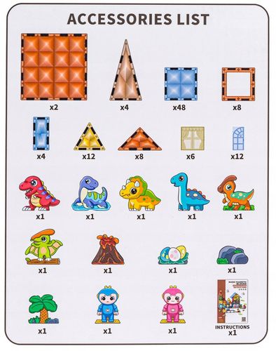 KLOCKI Kafelki KONSTRUKCYJNE MAGNETYCZNE DINOZAURY Zestaw Klocków 116 elem na Arena.pl