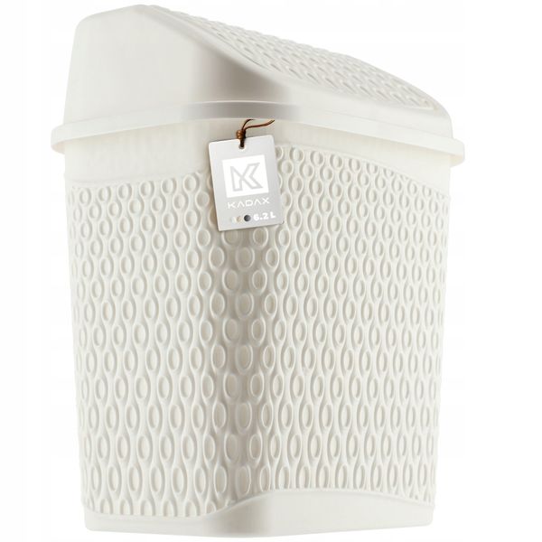 KADAX Kosz Na Śmieci Łazienkowy Biały 6,2L Uchylny Pojemnik zdjęcie 7