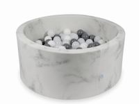 Suchy basen 90x40 marmur z piłeczkami 300szt (białe, szare, białe sweterkowe)