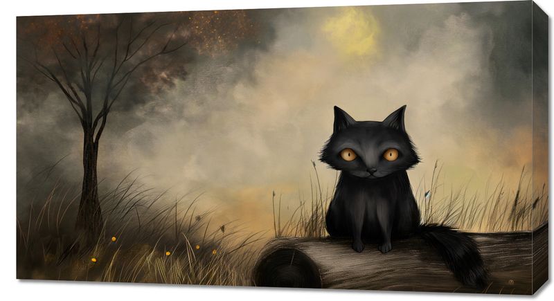 Obraz 90x50cm Czarny Kot zdjęcie 1