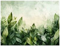 FOTOTAPETA LIŚCIE ZIELONE NATURA BETON DO SYPIALNI SALONU TAPETA 350x250