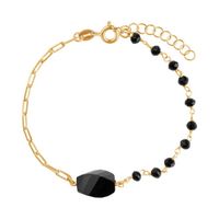 srebrna pozłacana bransoletka z onyksem - bsc6684