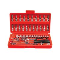 Zestaw kluczy nasadowych 46 el. CR-V grzechotka, bity, Torx Kraft&Dele