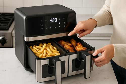FRYTKOWNICA DWUKOMOROWA AIR FRYER 9L MOC 2000W BEZTŁUSZCZOWA 10 na Arena.pl
