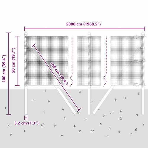 Ogrodzenie z słupkami Srebrny 0,5 x 50 m Stal na Arena.pl