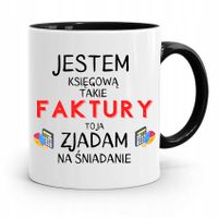 Kubek Czarny Prezent Dla Księgowej Księgowego Z Nadrukiem Ze Zdjęciem