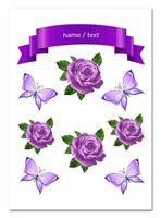 Wydruk cukrowy na tort A5 kwiaty róże motyle napis DIY