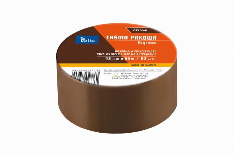 TAŚMA PAKOWA BRĄZOWA 48MM X 50M GT100-B TETIS zdjęcie 1