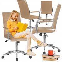 Fotel Obrotowy Młodzieżowy Krzesło Obrotowe Biurowe Toaletki Beżowy BOSTON