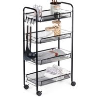 Wózek na Kółkach Mobilny Regał Kuchenny Łazienkowy 4 Poziomowy Szafka Półka
