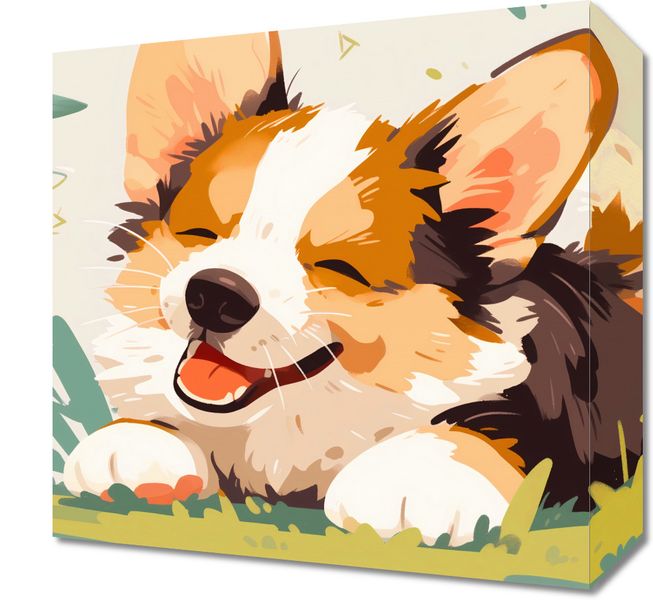 Obraz 30x30cm Beztroski Corgi zdjęcie 1