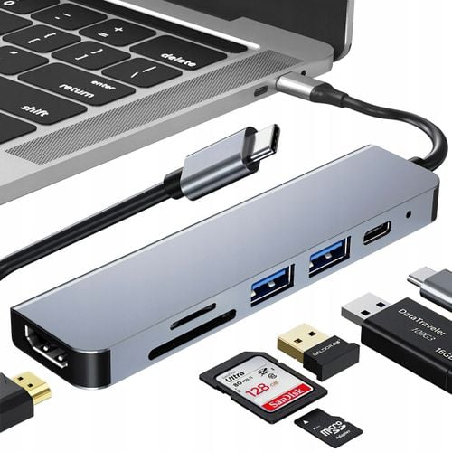 Hub USB Renew Force HUB USB-C KARTY SD TF DO LAPTOPA PRZEJŚCIÓWKA 6 portów na Arena.pl
