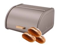 Chlebak stalowy pojemnik na chleb pieczywo beżowy mat malowany proszkowo
