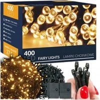 LAMPKI CHOINKOWE 400led 27,5m ZEWNĘTRZNE WEWNĘTRZNE ŚWIĄTECZNE BIAŁE CIEPŁE