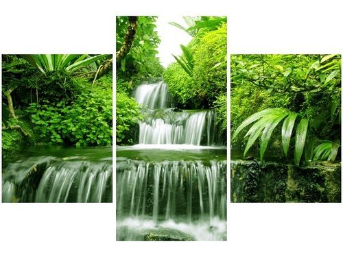 90X60CM OBRAZ WODOSPAD LESIE DESZCZOWYM TRZY OBRAZY na Arena.pl