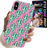 ETUI DO IPHONE XS MAX - KAKTUSY, KAKTUS NA RÓŻOWYM TLE + FOLIA