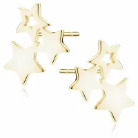 DELIKATNE POZŁACANE SREBRNE KOLCZYKI WKRĘTKI GŁADKIE POŁĄCZONE GWIAZDKI