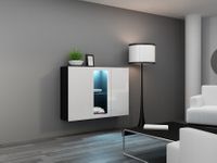 VIGO czarno biała - komoda z LED - fronty biały połysk , podwieszana