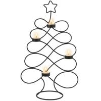 Świecznik Choinka Metalowy Czarny Stojak na Świeczki Świece Tealight 49 cm