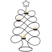 Świecznik Choinka Metalowy Czarny Stojak na Świeczki Świece Tealight 49 cm