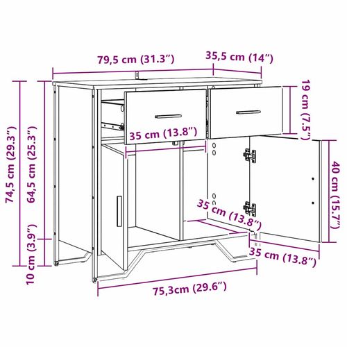 Bufet z szufladą Stare drewno 79.5 x 35.5 x 74.5 cm na Arena.pl